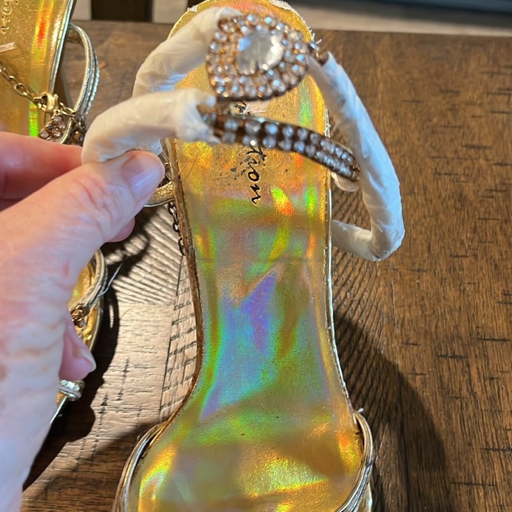 Temptations Gold Rhinestone Heels - Picture 2 of 4